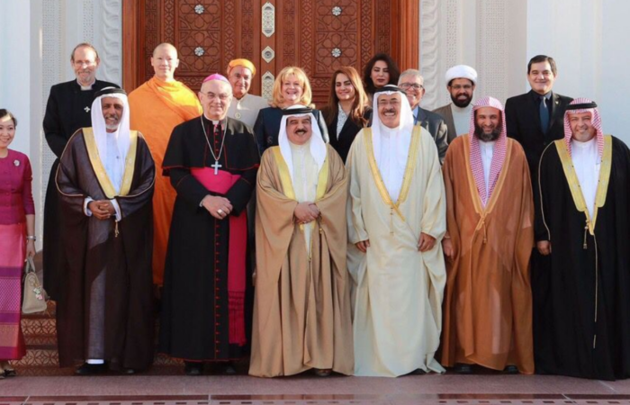World faith leaders including the Pope gather at The King Hamad Center for Peaceful Coexistence in Bahrain