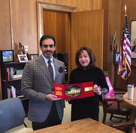 Ambassador of Bahrain to the US Shaikh Abdulla Rashed Al Khalifa meets with Colorado Lieutenant Governor Dianne Primavera in February 2023